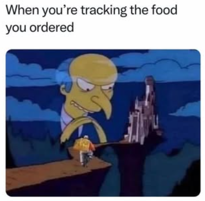 When you're tracking the food. you ordered