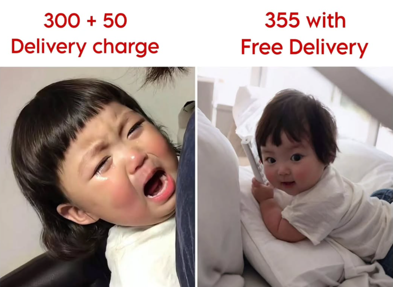 300 + 50 Delivery charge 355 with Free Delivery
