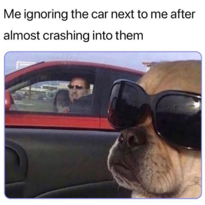 Me ignoring the car next to me after almost crashing into them