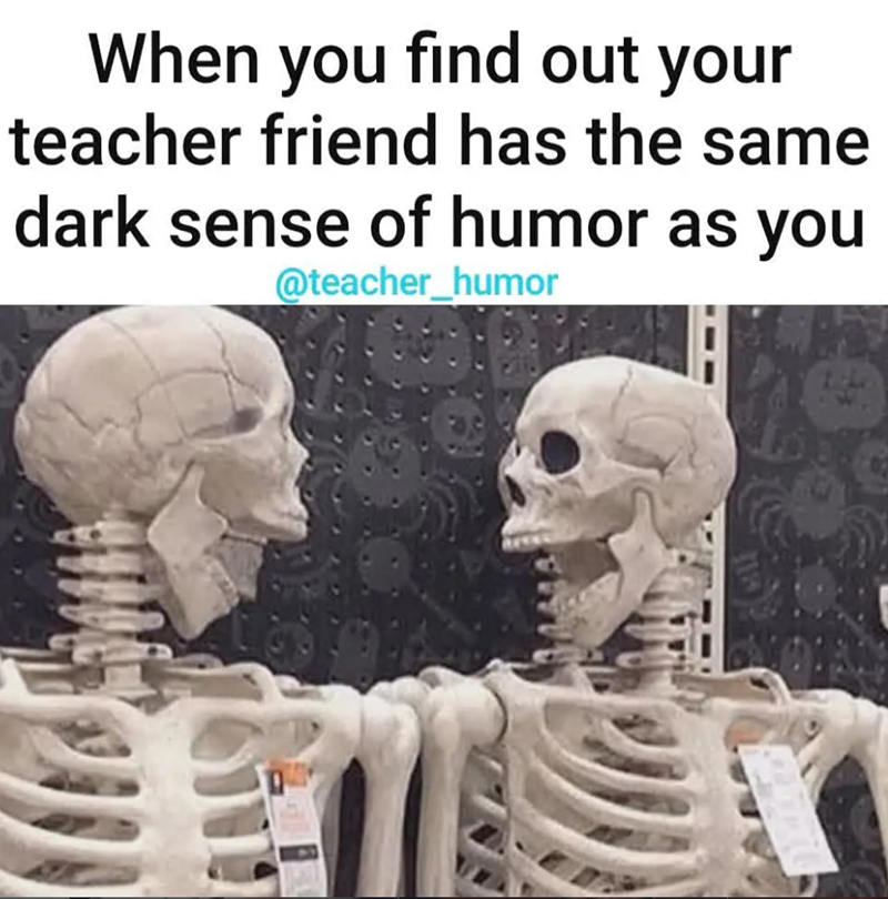 When you find out your teacher friend has the same dark sense of humor as you @teacher_humor