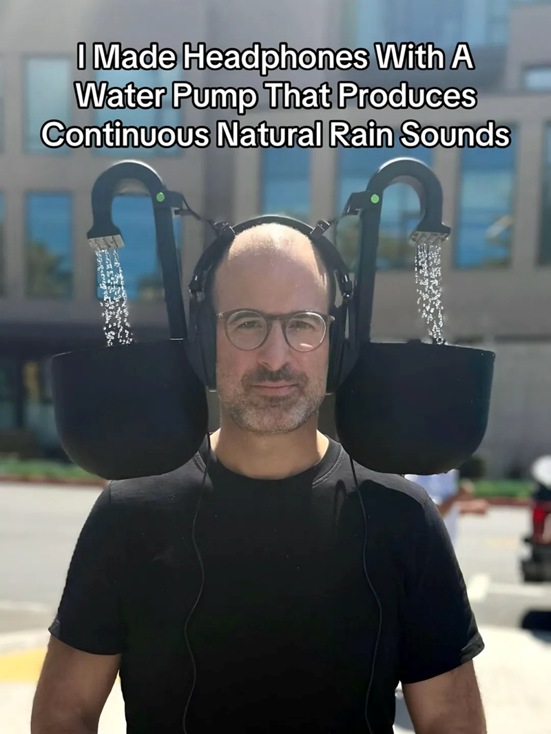 I Made Headphones With A Water Pump That Produces Continuous Natural Rain Sounds