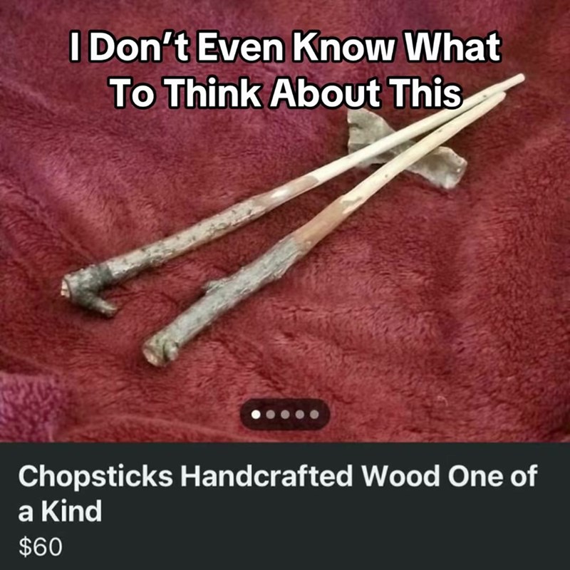 I Don't Even Know What To Think About This Chopsticks Handcrafted Wood One of a Kind $60