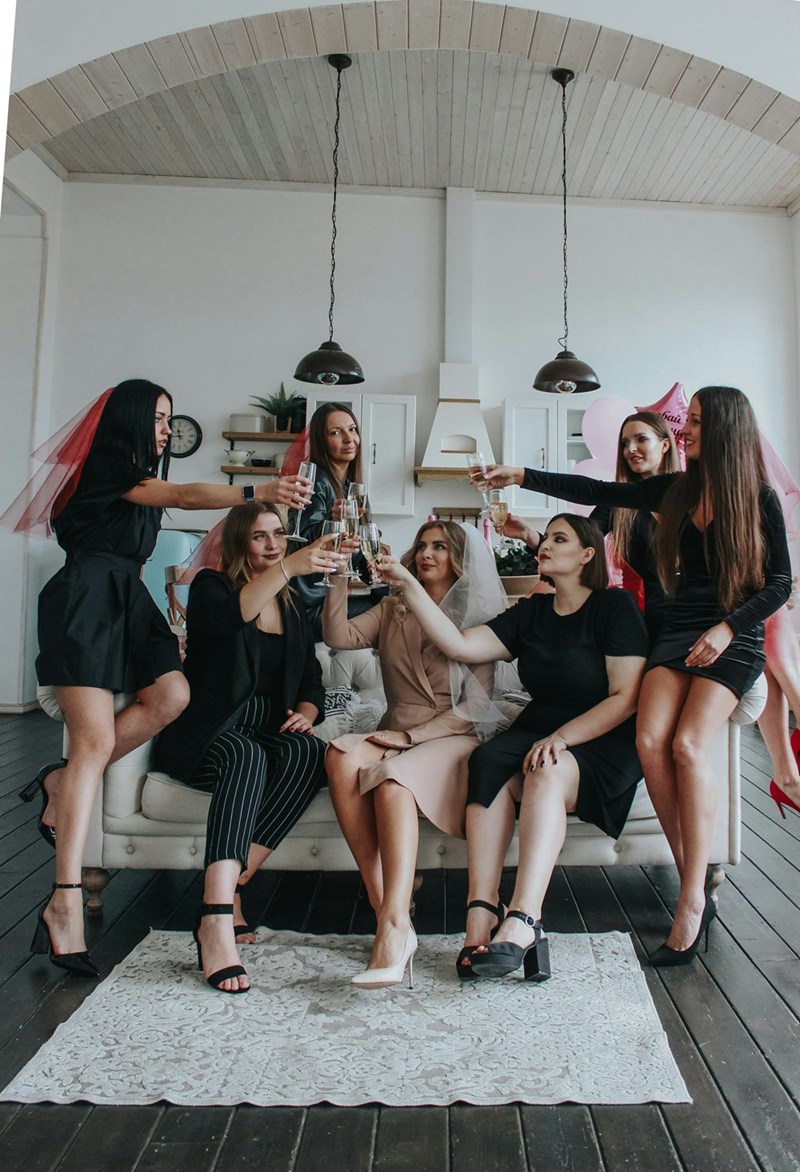 Group of girls celebrating a bachelorette party