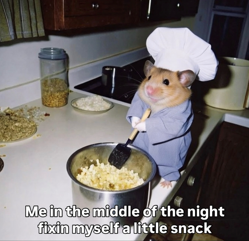 Me in the middle of the night fixin myself a little snack