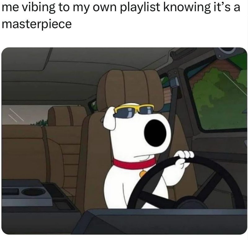 me vibing to my own playlist knowing it's a masterpiece