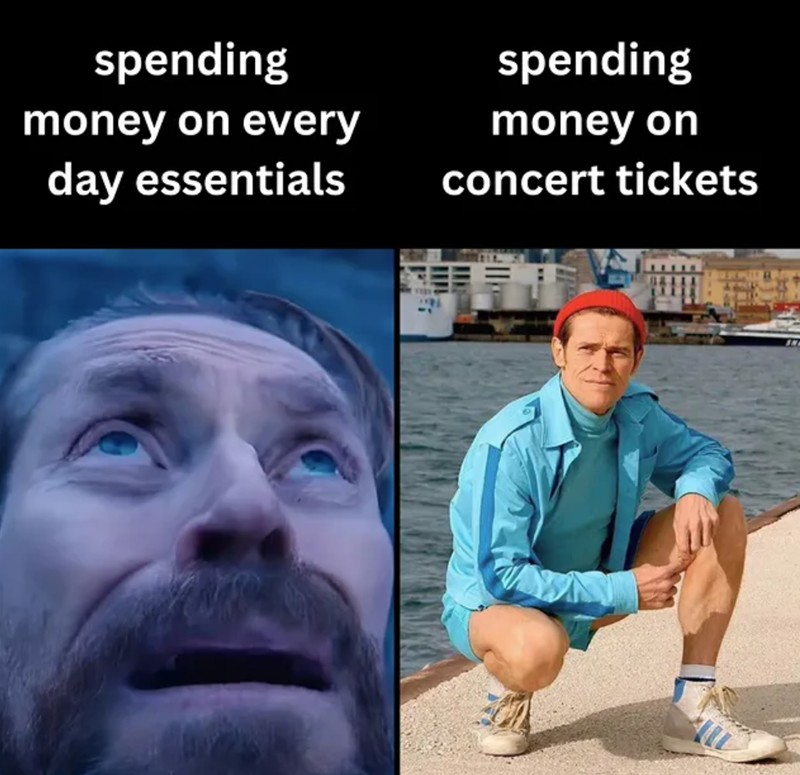 spending money on every day essentials spending money on concert tickets