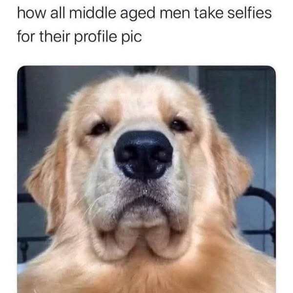 how all middle aged men take selfies for their profile pic
