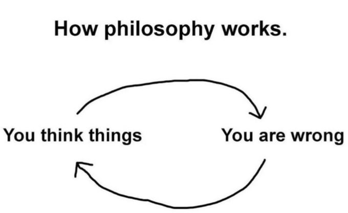 How philosophy works. You think things You are wrong