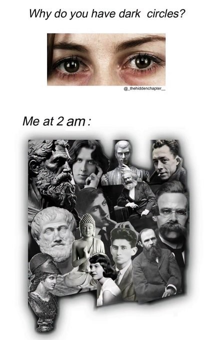 Why do you have dark circles? Me at 2 am: thehiddenchapter