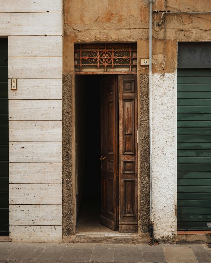A building door left open.