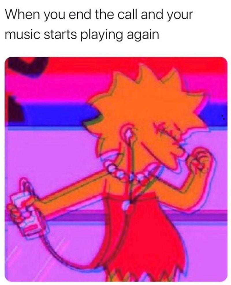 When you end the call and your music starts playing again