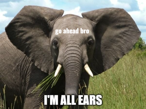 go ahead bro I'M ALL EARS