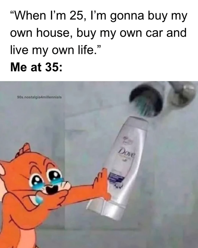 "When I'm 25, I'm gonna buy my own house, buy my own car and live my own life." Me at 35: 90s.nostalgia4millennials Dove
