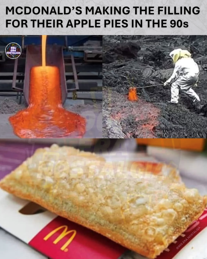 MCDONALD'S MAKING THE FILLING FOR THEIR APPLE PIES IN THE 90s 90s ERA NOSTALGIA M @90S.ERA.NOSTALGIA NOSTALGIA @90S.ERA.NOSTALGIA