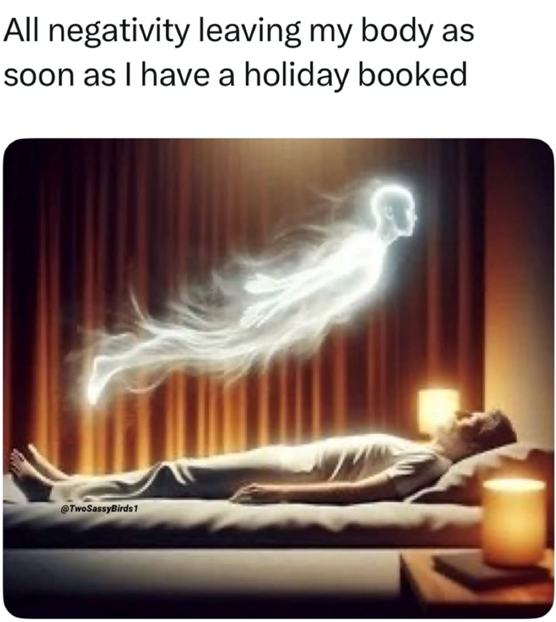 All negativity leaving my body as soon as I have a holiday booked @TwoSassyBirds 1