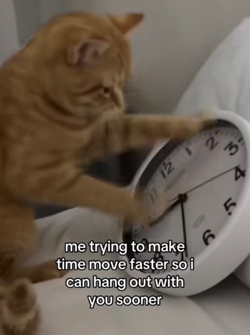 12 12 2 3 me trying to make time move faster so i can hang out with you sooner