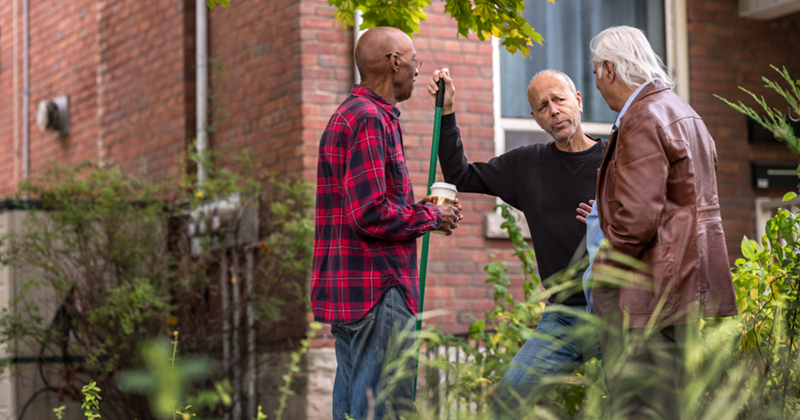 Senior neighbors friendly talk