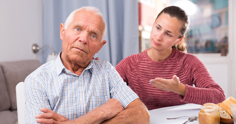 Adult daughter reassures offended father