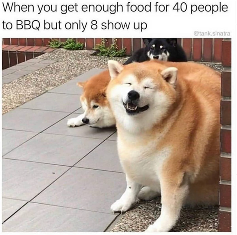 When you get enough food for 40 people to BBQ but only 8 show up @tank.sinatra