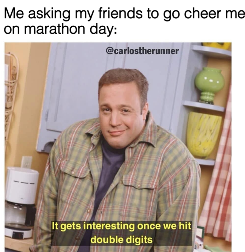 Me asking my friends to go cheer me on marathon day: @carlostherunner It gets interesting once we hit double digits