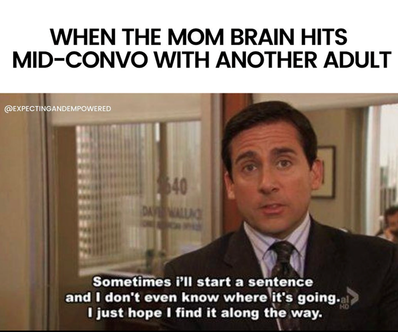 WHEN THE MOM BRAIN HITS MID-CONVO WITH ANOTHER ADULT @EXPECTINGANDEMPOWERED 640 DAY WALLI Sometimes i'll start a sentence and I don't even know where it's going.al I just hope I find it along the way. HO
