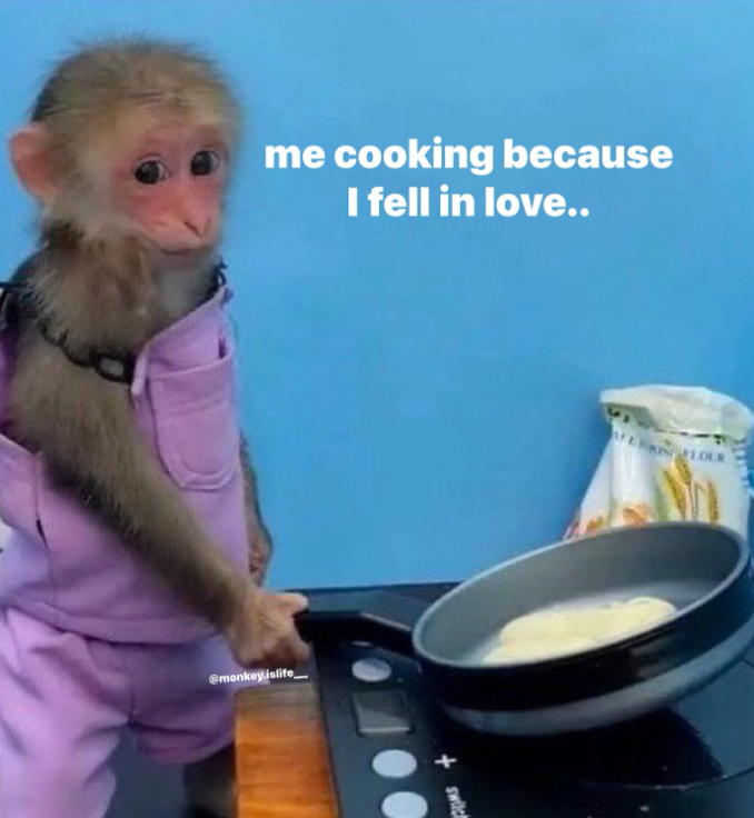 me cooking because I fell in love.. @monkey.islife swilch FLOUR