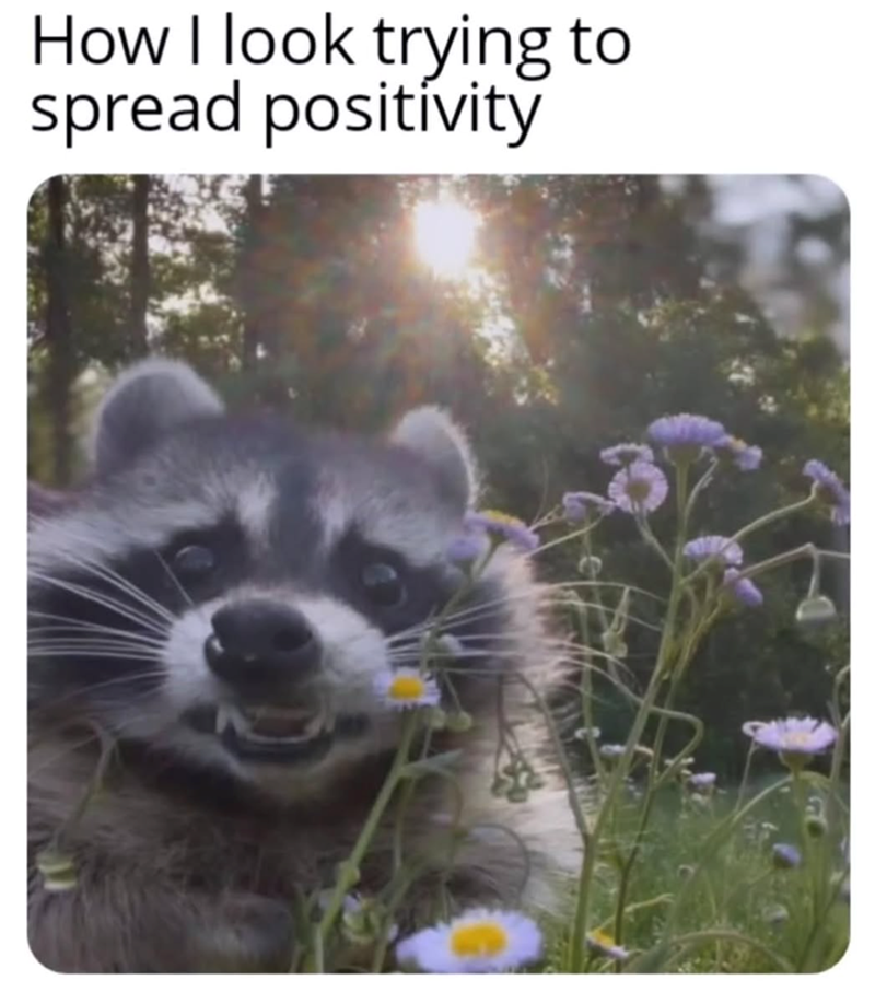 How I look trying to spread positivity