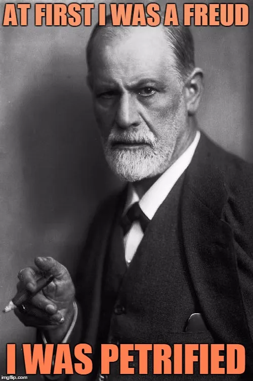 AT FIRST I WAS A FREUD I WAS PETRIFIED imgflip.com