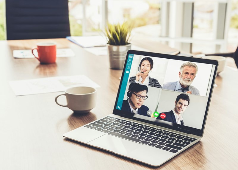 An online work meeting.