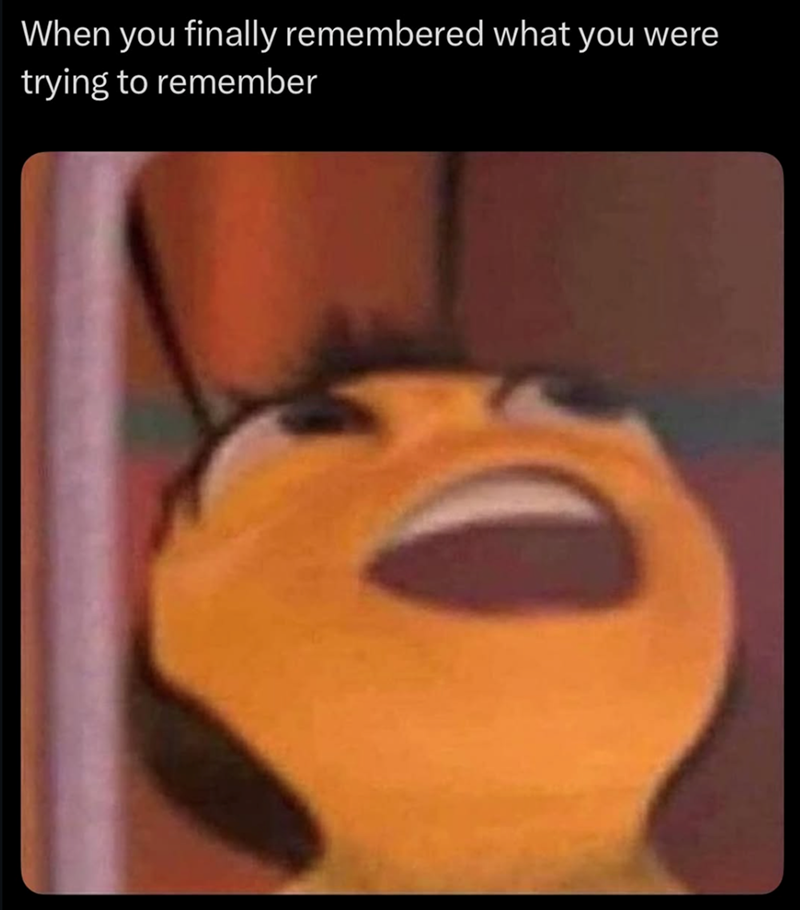 When you finally remembered what you were trying to remember