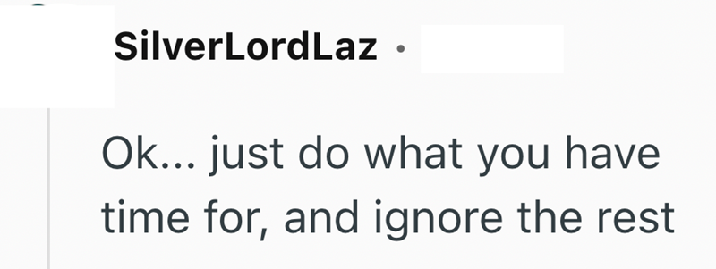 SilverLordLaz⚫ Ok... just do what you have time for, and ignore the rest