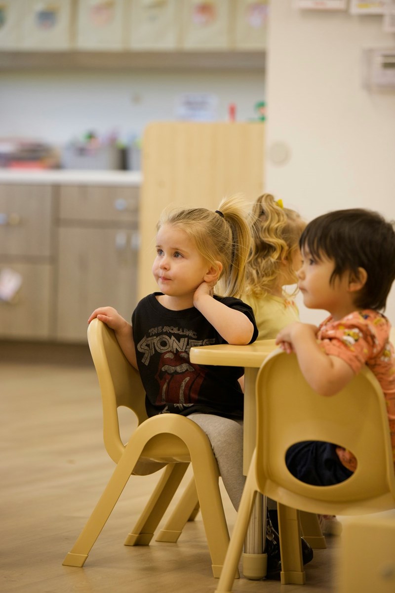 Young children sitting at a table