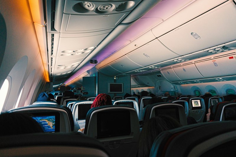 Passengers waiting for flight to depart.