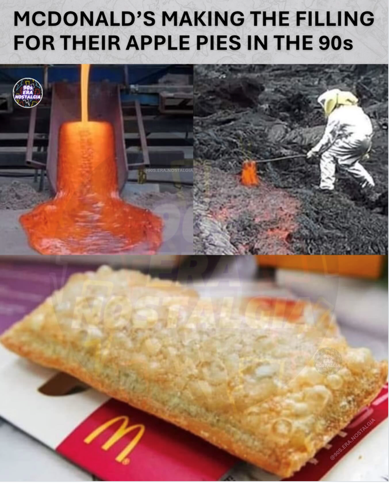 MCDONALD'S MAKING THE FILLING FOR THEIR APPLE PIES IN THE 90s 90s ERA NOSTALGIA M @90S.ERA.NOSTALGIA NOSTALG @90S.ERA.NOSTALGIA