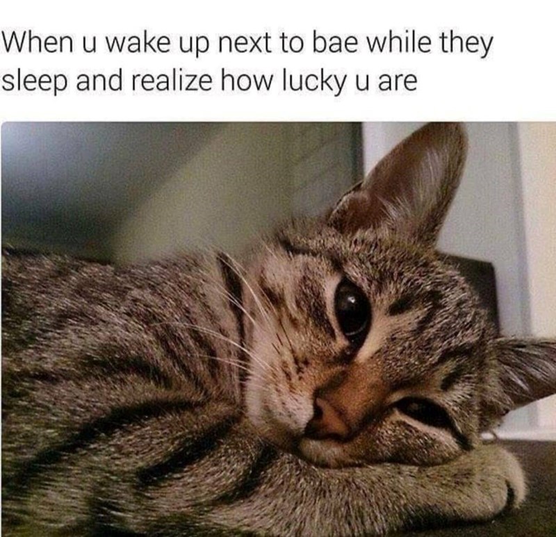When u wake up next to bae while they sleep and realize how lucky u are