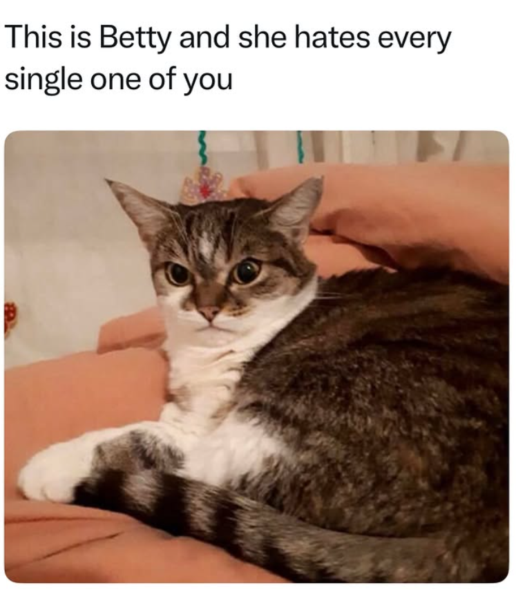This is Betty and she hates every single one of you