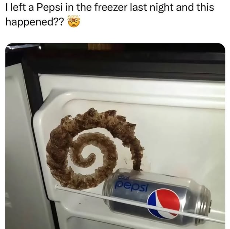 I left a Pepsi in the freezer last night and this happened?? G Jet pepsi