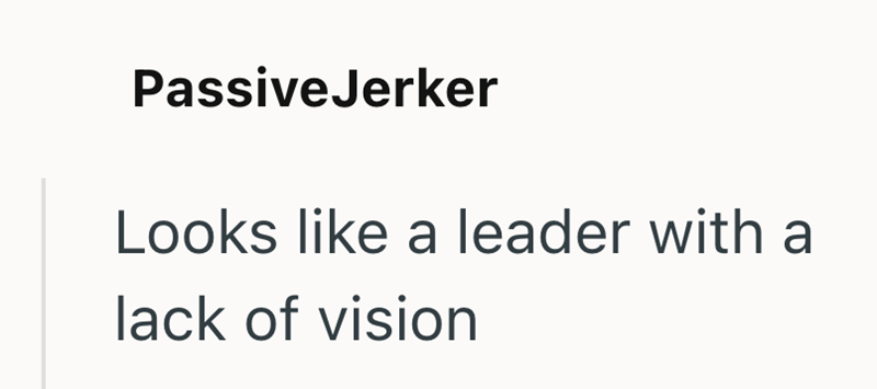 Passive Jerker Looks like a leader with a lack of vision