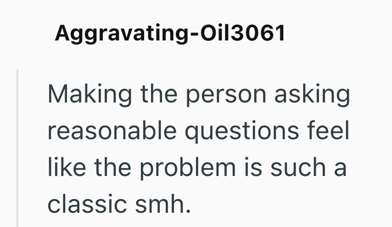 Aggravating-Oil3061 Making the person asking reasonable questions feel like the problem is such a classic smh.