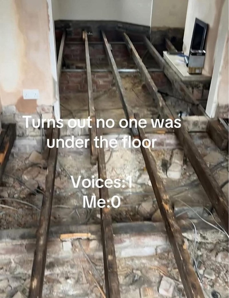 itu Turns out no one was under the floor Voices:1 Me:0