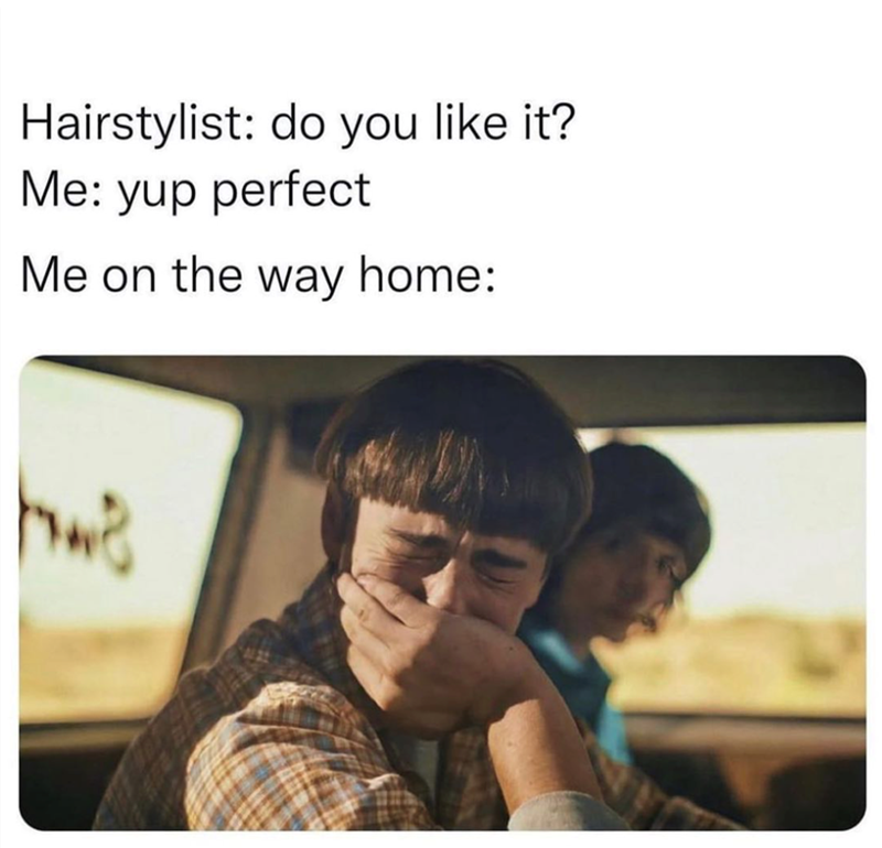 Hairstylist: do you like it? Me: yup perfect Me on the way home: hwe