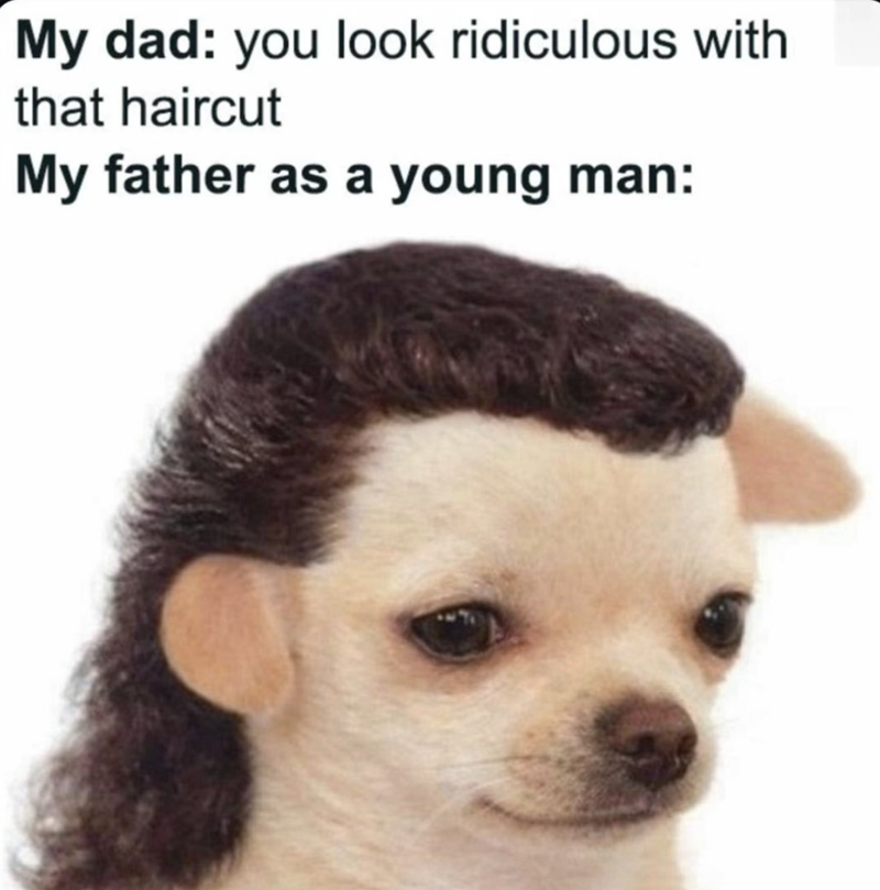 My dad: you look ridiculous with that haircut My father as a young man: