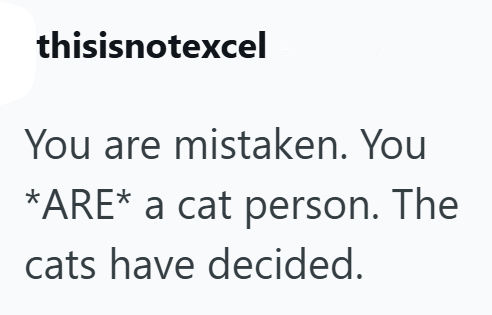thisisnotexcel You are mistaken. You *ARE* a cat person. The cats have decided.