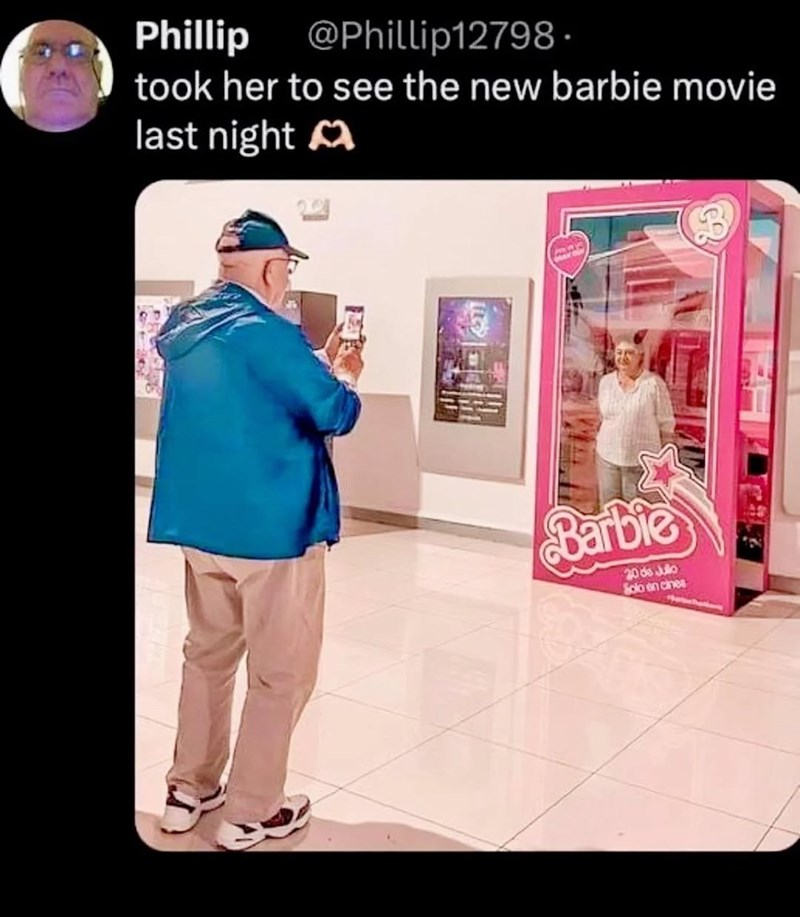 Phillip @Phillip12798. took her to see the new barbie movie last night Barbie 206sJul Solo en cines