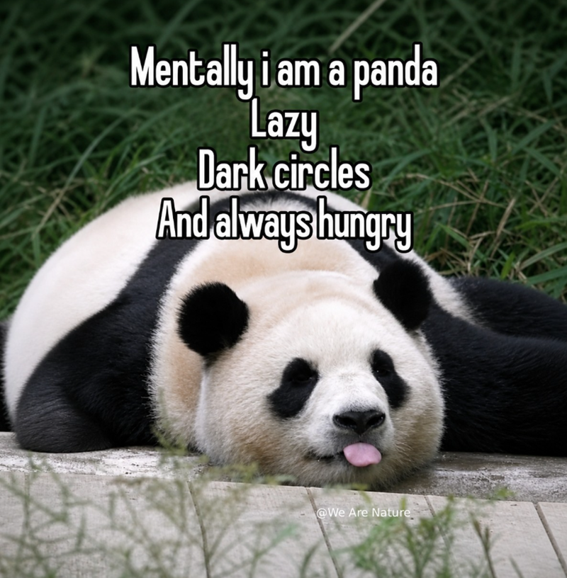 Mentally i am a panda Lazy Dark circles And always hungry @We Are Nature