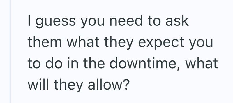 I guess you need to ask them what they expect you to do in the downtime, what will they allow?