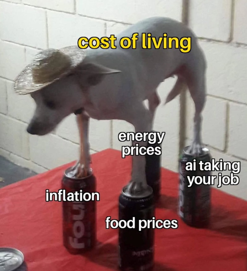 cost of living inflation fou energy prices food prices ai taking your job