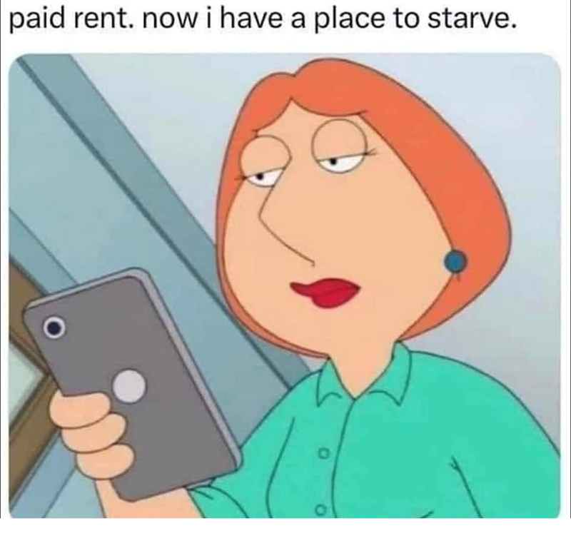 paid rent. now i have a place to starve.