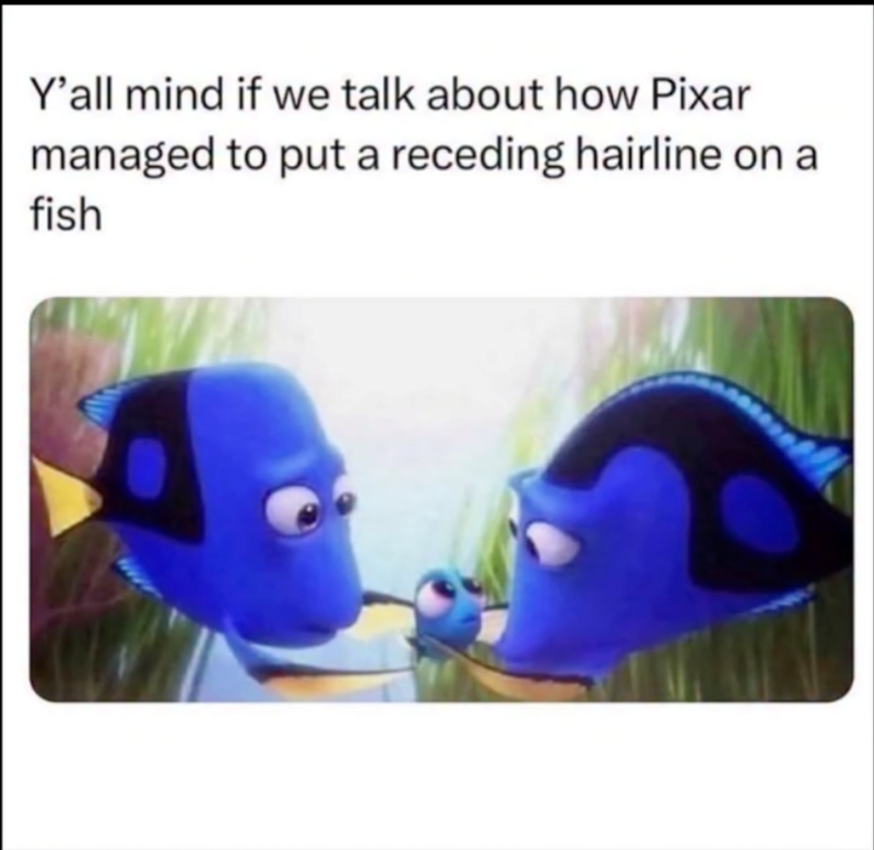 Y'all mind if we talk about how Pixar managed to put a receding hairline on a fish
