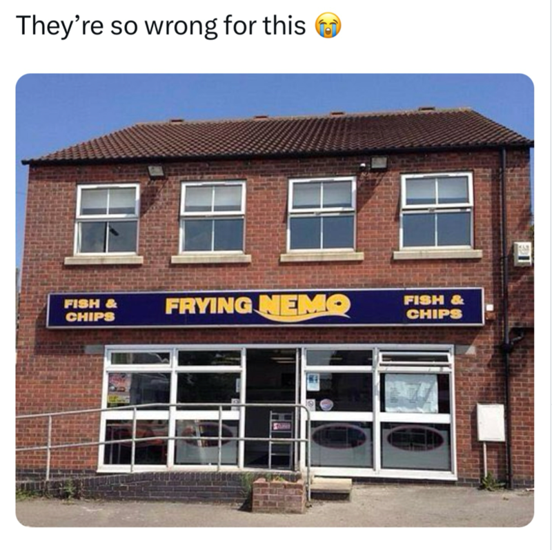 They're so wrong for this FISH & CHIPS FRYING NEMO FISH & CHIPS